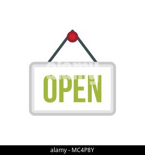 Open sign board icon, flat style Stock Vector