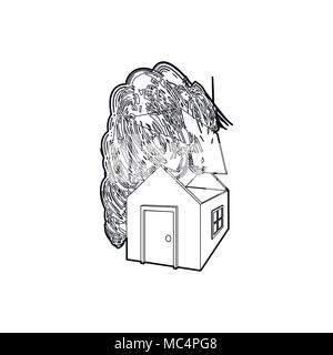 House destroyed by hurricane icon, outline style Stock Vector