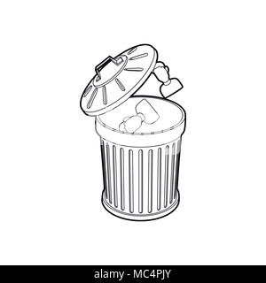 Resume thrown away in the trash can icon Stock Vector
