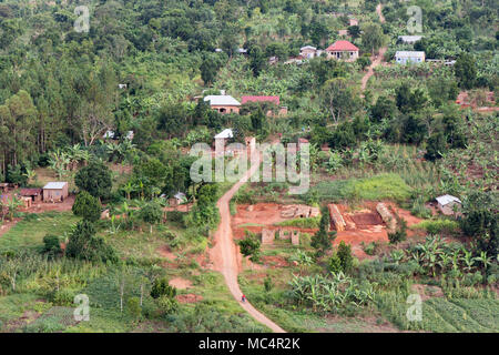 Lugazi, Uganda. June 18 2017. A rural village as seen from the top of a mountain. Stock Photo