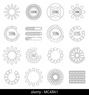 Loading bars and preloaders set, outline style Stock Vector
