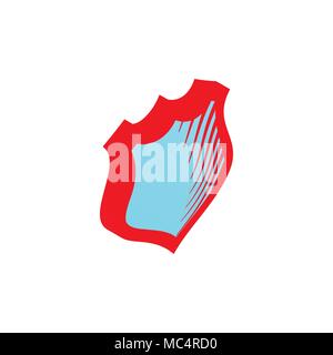 Metallic striped shield icon, isometric 3d style Stock Vector