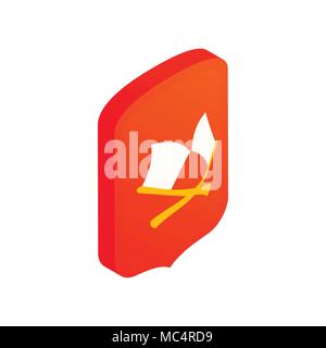 Shield with crossed axes icon, isometric 3d style Stock Vector