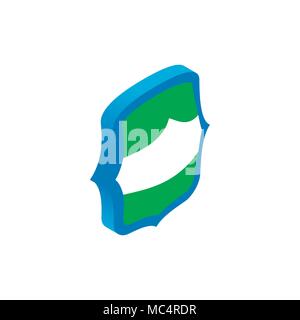 Green and blue shield icon, isometric 3d style Stock Vector