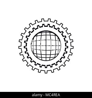 World setting online icon, outline style Stock Vector