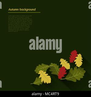 abstract autumn background with oak leafs, flat shadow effect Stock Vector