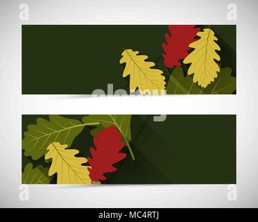 autumn abstract banners with oak leafs Stock Vector