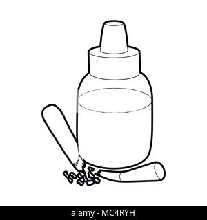 Refill bottle and cigarette icon, outline style Stock Vector