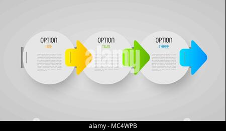 abstract progression circles with option steps and direction arrows, design element Stock Vector