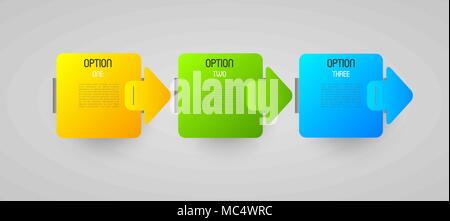 abstract progression tags with option steps and direction arrows, design element Stock Vector