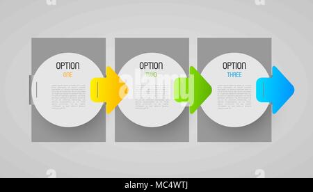 abstract progression tags with option steps and direction arrows, design element Stock Vector