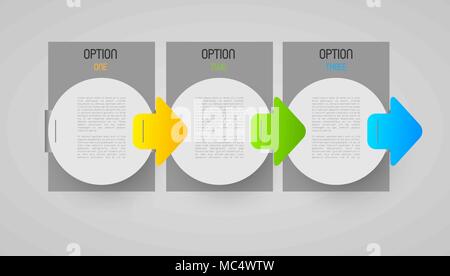abstract progression tags with option steps and direction arrows, design element Stock Vector