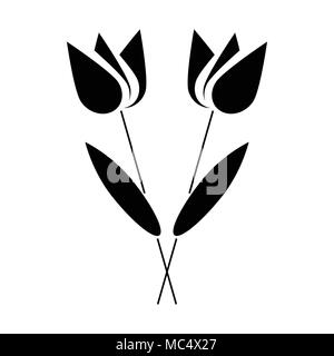 Two flowers icon in simple style Stock Vector