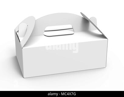 Takeaway carton box with handle, blank paper box in 3d render for design uses Stock Photo