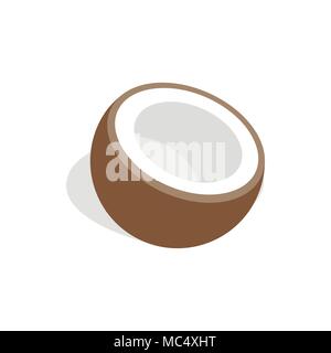 Half of coconut icon, isometric 3d style Stock Vector