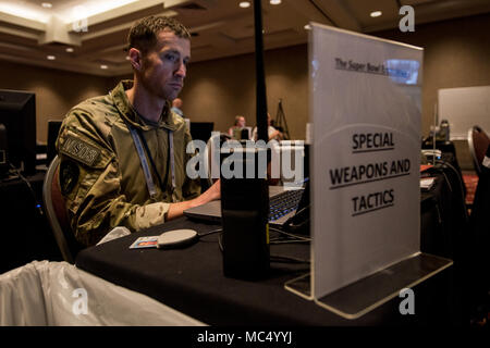 Special agents from HSI's Special Response Team (SRT) members provide security at various venues in Minneapolis, prior to Super Bowl 52. Stock Photo