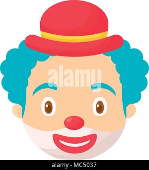 cartoon clown face with hat over white background, colorful design. vector illustration Stock Vector