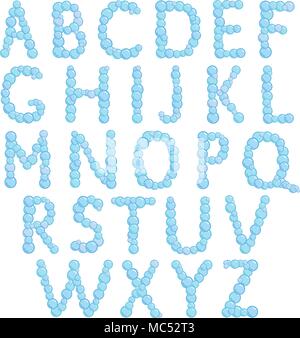 Alphabet, bubbles letters, foam font, vector Stock Vector