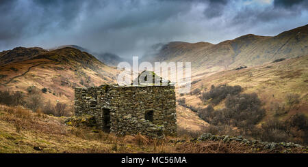This old ruined sheiling sits just off the Kirkstone Pass road between Troutbeck and The Struggle in Cumbria.  I have photographed it many times, and  Stock Photo