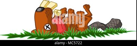 Dead beaver vector cartoon, over white, isolated Stock Vector