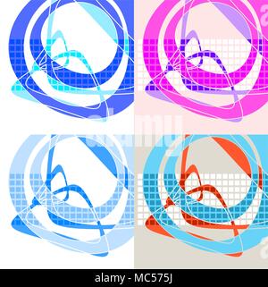 Set of 4 abstract geometric vector backgrounds, square Stock Vector