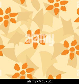 Seamless tile vector texture pattern, orange flower wallpaper Stock Vector