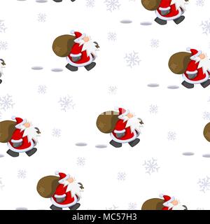 Cartoon Santa Claus character Christmas tile wallpaper pattern, vector illustration Stock Vector