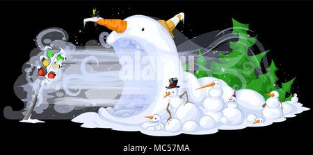 Cold snowy weather theme cartoon, vector, isolated Stock Vector