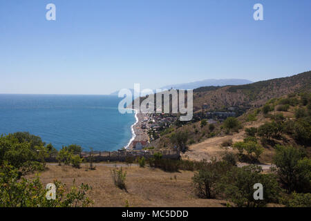 Magnificent view of the mountains and the sea of the peninsula Crimea. Beautiful summer landscape. Stock Photo