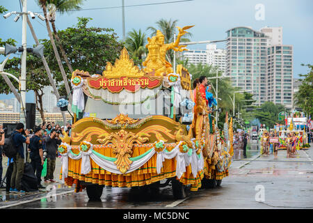 Pattaya, Thailand - November 19, 2017: The Sanctuary of Truth parade marching on the 50th anniversary ASEAN International Fleet Review 2017 to promote Stock Photo