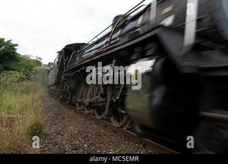 Durban, KwaZulu-Natal, South Africa, speeding vintage steam locomotive, Inchanga Choo-Choo of  Shongweni Steam association, Valley of 1000 hills Stock Photo