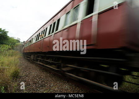 Durban, KwaZulu-Natal, South Africa, children looking out of windows of moving rail carriage, Inchanga Choo-Choo, steam train experience, people Stock Photo