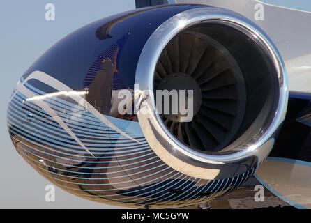 Embraer Legacy 600 engine at Farnborough International Airshow FIA 2006. Derivative of the Embraer ERJ 145 family of commercial jet aircraft. Stock Photo