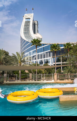 The Burj Al Arab at the Wild Wadi water park in Dubai, UAE, MIddle East. Stock Photo