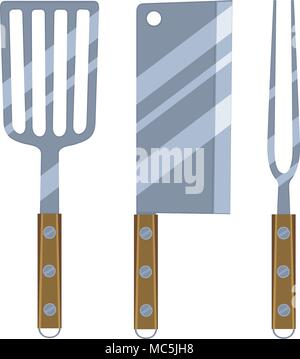 Colorful cartoon bbq cutlery set Stock Vector