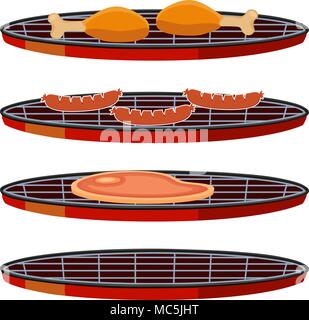 Colorful cartoon BBQ cooking set Stock Vector