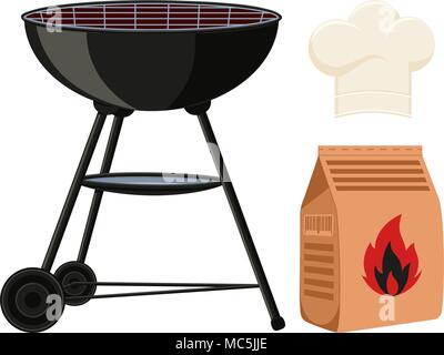 Colorful cartoon outdoors cooking set Stock Vector