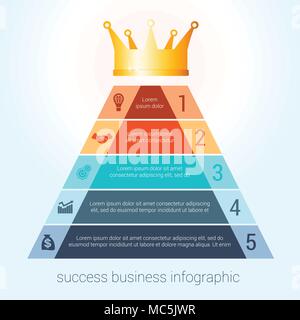 Infographic success business modern template for 5 steps, processes, options, parts, presentations. Stock Vector