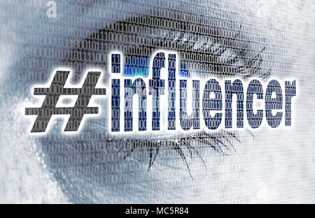 Influencer eye with matrix looks on viewer concept Stock Photo - Alamy