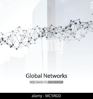 Black and White Modern Minimal Style Cloud Computing, Networks Structure, Telecommunications Concept Design,Network Connections, Transparent Wireframe Stock Vector