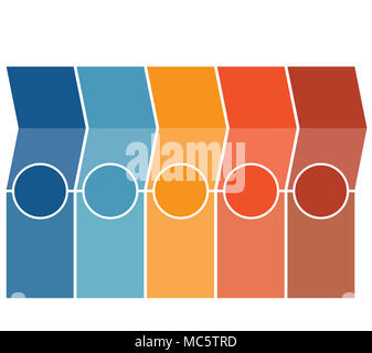 Template Infographics, arrows, columns, circles, design for Timeline 5 position can be used for workflow, banner, diagram, web design, area chart. Stock Photo