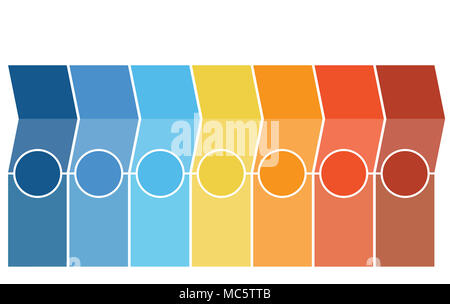 Template Infographics, arrows, columns, circles, design for Timeline 7 position can be used for workflow, banner, diagram, web design, area chart. Stock Photo