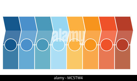 Template Infographics, arrows, columns, circles, design for Timeline 8 position can be used for workflow, banner, diagram, web design, area chart. Stock Photo