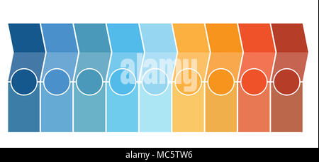 Template Infographics, arrows, columns, circles, design for Timeline 9 position can be used for workflow, banner, diagram, web design, area chart. Stock Photo