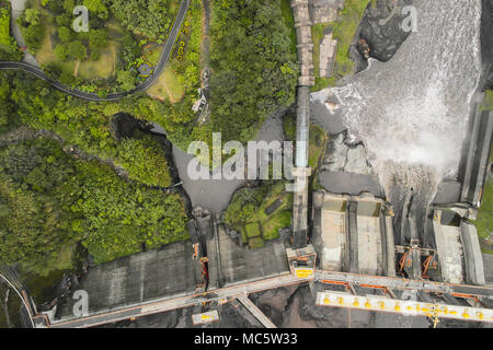 Aerial Unique View Over Empty Water Dam Stock Photo