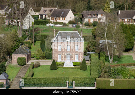 Small french chateau style house on Seine Stock Photo