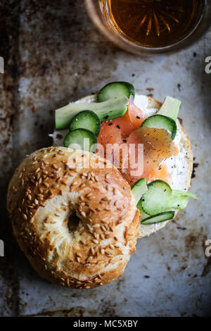 Gravlax Bagel Sandwich Stock Photo Alamy