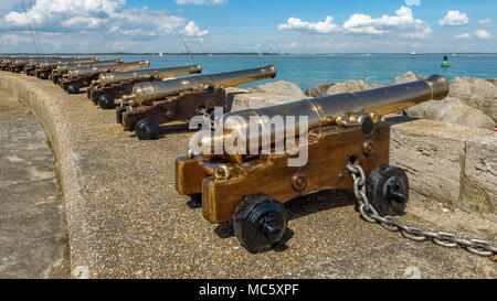 Ceremonial Bronze Cannon at the Royal Yacht club in Cowes - Isle of Wight, UK Stock Photo