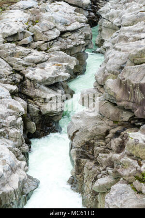 fantastic view of the Maggia river carving ist way through a wild rocky gorge Stock Photo