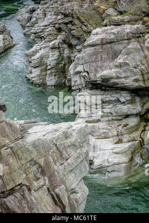 fantastic view of a mountain river carving ist way through a wild rocky gorge Stock Photo